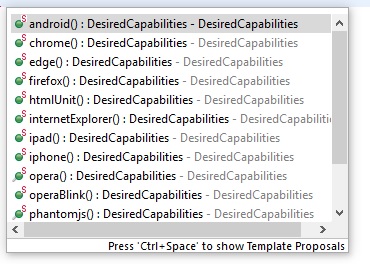 Desired capabilities browser