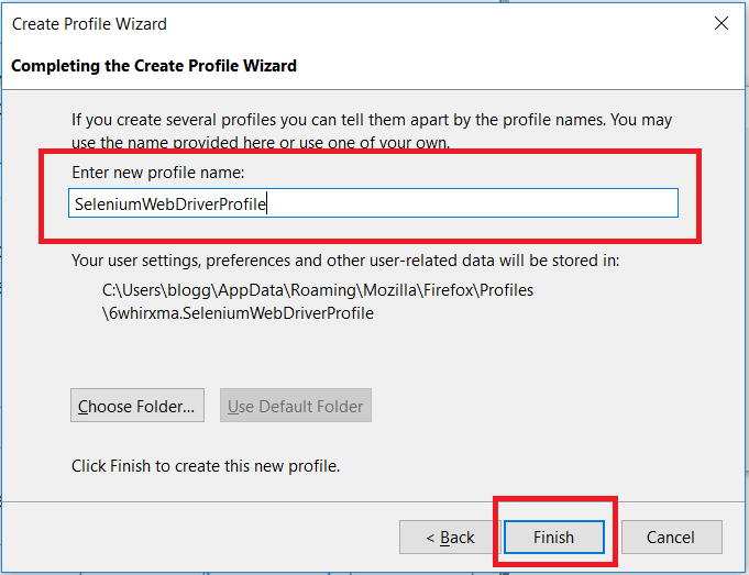 Complete Create Firefox Profile WIzard