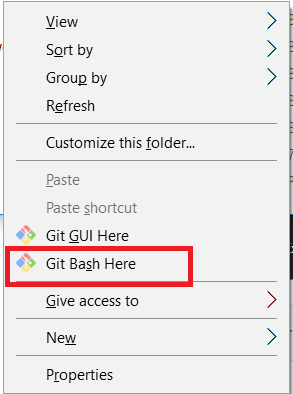 Git command git bash here