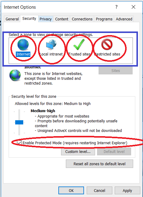 Internet Options in IE browser