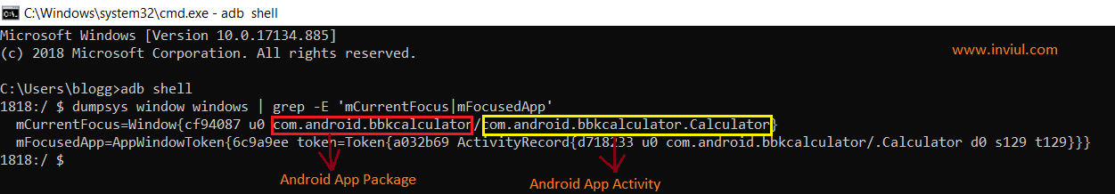Android App Package Android App Activity details