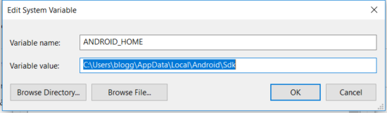 Android home environment variable
