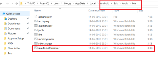 UiAutomatorViewer in Android SDK