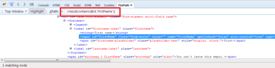 contains xpath in selenium webdriver