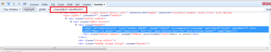 user name xpath in selenium webdriver