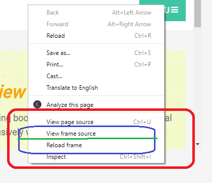 Handle iFrame in Selenium right click