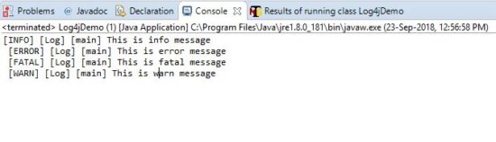 Log4j logging console output