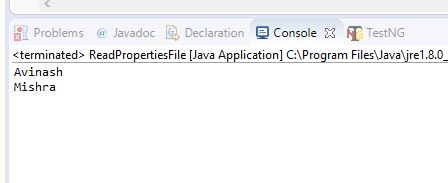 Properties file console