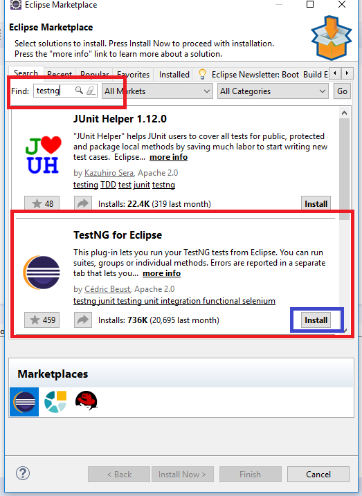 TestNG Eclipse Marketplace
