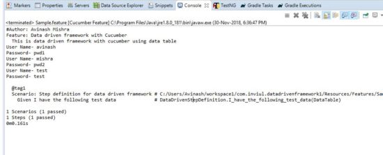 Data Driven Framework Cucumber script step definition