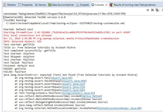 TestNG Listener ITestListener