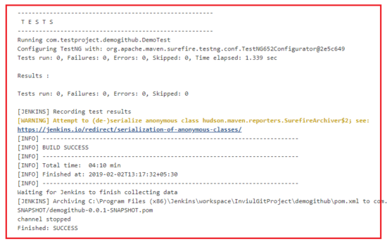 Jenkins Console output