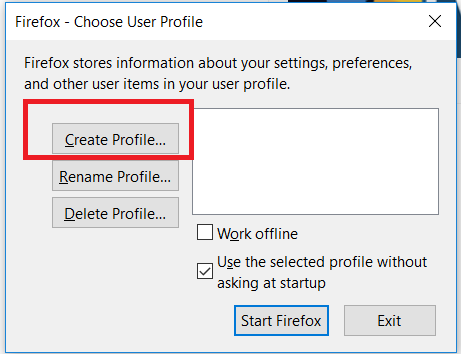 Choose Firefox Profile