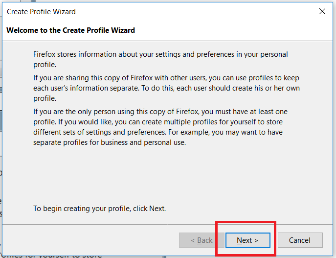 Create Firefox Profile Wizard