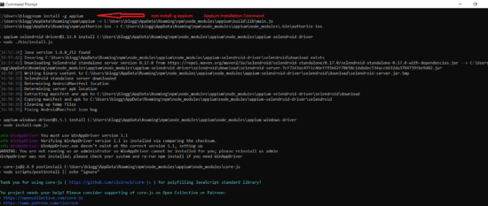 Install appium with node js