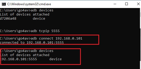 adb connect Appium tests